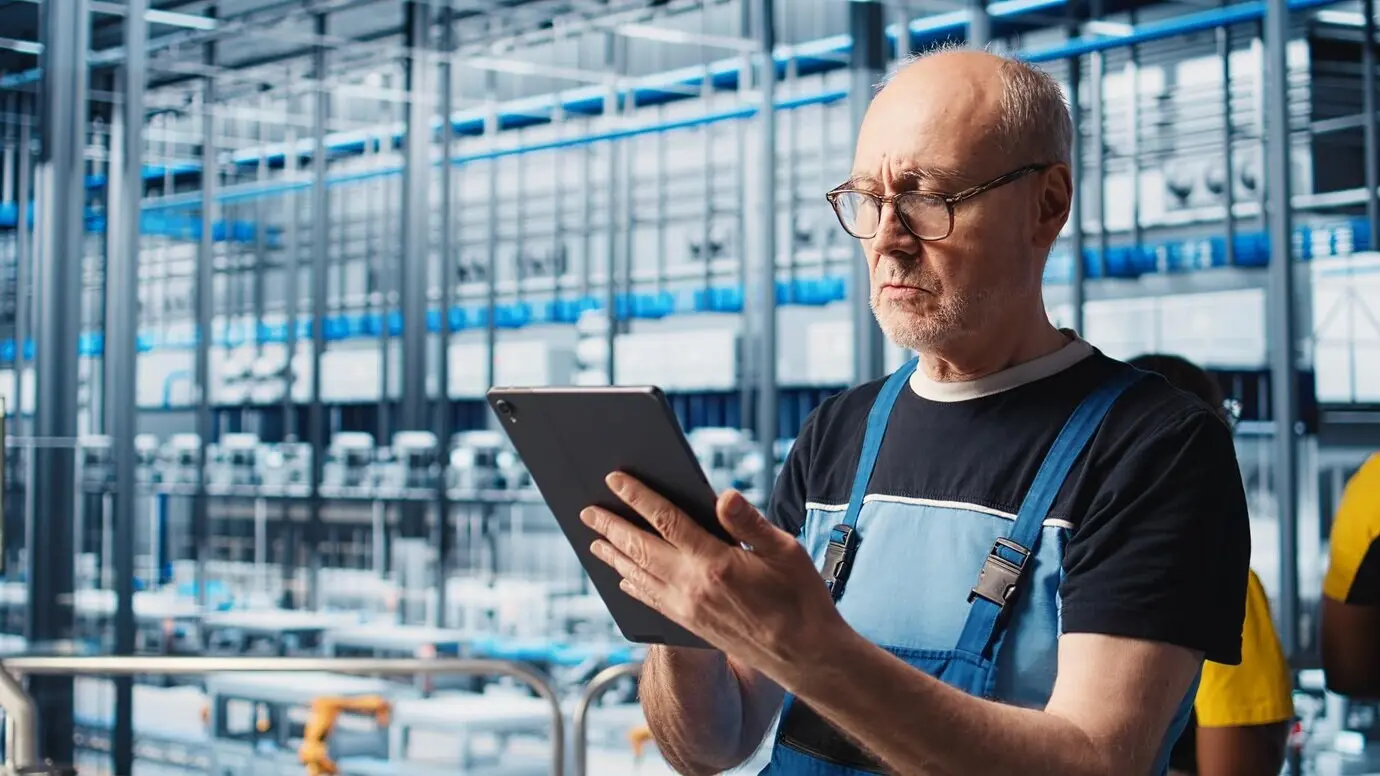 Ingeniero sénior de planta industrial implanta flujos de trabajo automatizados de industria 40.